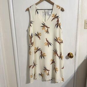 Amour Vert Floral Silk Dress Bird Of Paradise Floral Size Large